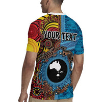 Personalised Australia and Fiji Together Rugby Jersey Tribal Palm Tree with Tapa and Aboriginal Animals Half Style LT03 - Polynesian Pride