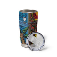 Personalised Australia and Fiji Together Tumbler Cup Tribal Palm Tree with Tapa and Aboriginal Animals Half Style LT03 - Polynesian Pride
