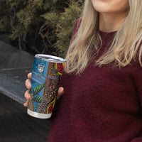 Personalised Australia and Fiji Together Tumbler Cup Tribal Palm Tree with Tapa and Aboriginal Animals Half Style LT03 - Polynesian Pride
