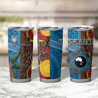 Personalised Australia and Fiji Together Tumbler Cup Tribal Palm Tree with Tapa and Aboriginal Animals Half Style LT03 - Polynesian Pride