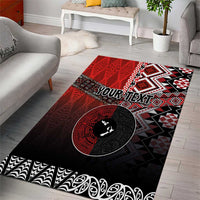 Personalised Aotearoa and Tonga Together Area Rug Manaia and Tongan Tribal Cross - Taniko and Ngatu Art Tattoo LT03 - Polynesian Pride