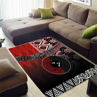 Personalised Aotearoa and Tonga Together Area Rug Manaia and Tongan Tribal Cross - Taniko and Ngatu Art Tattoo LT03 - Polynesian Pride