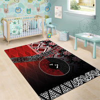 Personalised Aotearoa and Tonga Together Area Rug Manaia and Tongan Tribal Cross - Taniko and Ngatu Art Tattoo LT03 - Polynesian Pride