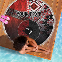 Personalised Aotearoa and Tonga Together Beach Blanket Manaia and Tongan Tribal Cross - Taniko and Ngatu Art Tattoo LT03 - Polynesian Pride