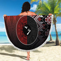 Personalised Aotearoa and Tonga Together Beach Blanket Manaia and Tongan Tribal Cross - Taniko and Ngatu Art Tattoo LT03 - Polynesian Pride