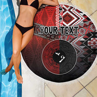 Personalised Aotearoa and Tonga Together Beach Blanket Manaia and Tongan Tribal Cross - Taniko and Ngatu Art Tattoo LT03 - Polynesian Pride