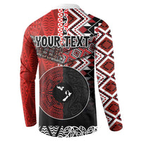 Personalised Aotearoa and Tonga Together Button Sweatshirt Manaia and Tongan Tribal Cross - Taniko and Ngatu Art Tattoo LT03 - Polynesian Pride