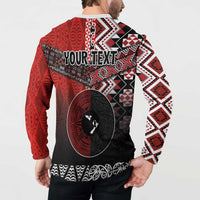 Personalised Aotearoa and Tonga Together Button Sweatshirt Manaia and Tongan Tribal Cross - Taniko and Ngatu Art Tattoo LT03 - Polynesian Pride