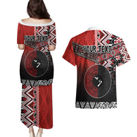 Personalised Aotearoa and Tonga Together Couples Matching Puletasi and Hawaiian Shirt Manaia and Tongan Tribal Cross - Taniko and Ngatu Art Tattoo LT03 - Polynesian Pride