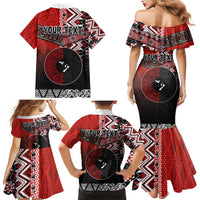 Personalised Aotearoa and Tonga Together Family Matching Mermaid Dress and Hawaiian Shirt Manaia and Tongan Tribal Cross - Taniko and Ngatu Art Tattoo LT03 - Polynesian Pride