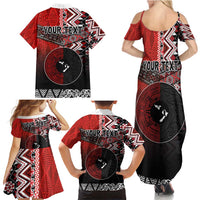 Personalised Aotearoa and Tonga Together Family Matching Summer Maxi Dress and Hawaiian Shirt Manaia and Tongan Tribal Cross - Taniko and Ngatu Art Tattoo LT03 - Polynesian Pride