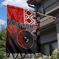 Personalised Aotearoa and Tonga Together Garden Flag Manaia and Tongan Tribal Cross - Taniko and Ngatu Art Tattoo LT03 - Polynesian Pride