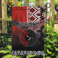 Personalised Aotearoa and Tonga Together Garden Flag Manaia and Tongan Tribal Cross - Taniko and Ngatu Art Tattoo LT03 Garden Flag Red - Polynesian Pride