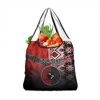 Personalised Aotearoa and Tonga Together Grocery Bag Manaia and Tongan Tribal Cross - Taniko and Ngatu Art Tattoo LT03 1-pack One Size Red - Polynesian Pride