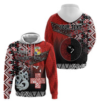 Personalised Aotearoa and Tonga Together Hoodie Manaia and Tongan Tribal Cross - Taniko and Ngatu Art Tattoo LT03 - Polynesian Pride