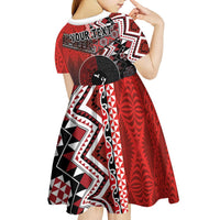 Personalised Aotearoa and Tonga Together Kid Short Sleeve Dress Manaia and Tongan Tribal Cross - Taniko and Ngatu Art Tattoo LT03 - Polynesian Pride