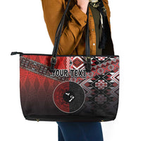 Personalised Aotearoa and Tonga Together Leather Tote Bag Manaia and Tongan Tribal Cross - Taniko and Ngatu Art Tattoo LT03 - Polynesian Pride