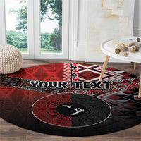 Personalised Aotearoa and Tonga Together Round Carpet Manaia and Tongan Tribal Cross - Taniko and Ngatu Art Tattoo LT03 - Polynesian Pride