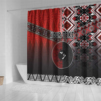 Personalised Aotearoa and Tonga Together Shower Curtain Manaia and Tongan Tribal Cross - Taniko and Ngatu Art Tattoo LT03 - Polynesian Pride