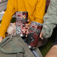 Personalised Aotearoa and Tonga Together Tumbler Cup Manaia and Tongan Tribal Cross - Taniko and Ngatu Art Tattoo LT03 - Polynesian Pride