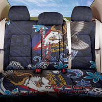 American Samoa Flag Day Back Car Seat Cover Bald Eagle with Uatogi and Fue - Polynesian and Floral Tribal Tattoo LT03 One Size Navy - Polynesian Pride