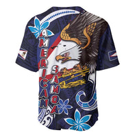 American Samoa Flag Day Baseball Jersey Bald Eagle with Uatogi and Fue - Polynesian and Floral Tribal Tattoo LT03 - Polynesian Pride