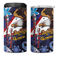 American Samoa Flag Day 4 in 1 Can Cooler Tumbler Bald Eagle with Uatogi and Fue - Polynesian and Floral Tribal Tattoo LT03 One Size: 16 oz Navy - Polynesian Pride
