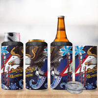 American Samoa Flag Day 4 in 1 Can Cooler Tumbler Bald Eagle with Uatogi and Fue - Polynesian and Floral Tribal Tattoo LT03 - Polynesian Pride