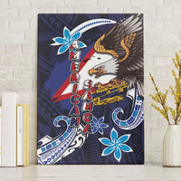 American Samoa Flag Day Canvas Wall Art Bald Eagle with Uatogi and Fue - Polynesian and Floral Tribal Tattoo LT03 Without Frame Navy - Polynesian Pride