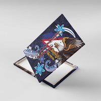 American Samoa Flag Day Canvas Wall Art Bald Eagle with Uatogi and Fue - Polynesian and Floral Tribal Tattoo LT03 With Frame Navy - Polynesian Pride