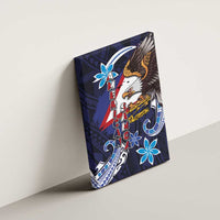 American Samoa Flag Day Canvas Wall Art Bald Eagle with Uatogi and Fue - Polynesian and Floral Tribal Tattoo LT03 - Polynesian Pride