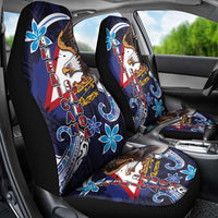 American Samoa Flag Day Car Seat Cover Bald Eagle with Uatogi and Fue - Polynesian and Floral Tribal Tattoo LT03 - Polynesian Pride
