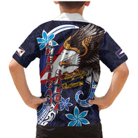 American Samoa Flag Day Family Matching Mermaid Dress and Hawaiian Shirt Bald Eagle with Uatogi and Fue - Polynesian and Floral Tribal Tattoo LT03 - Polynesian Pride