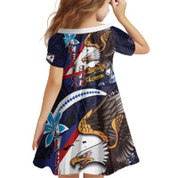 American Samoa Flag Day Family Matching Tank Maxi Dress and Hawaiian Shirt Bald Eagle with Uatogi and Fue - Polynesian and Floral Tribal Tattoo LT03 - Polynesian Pride