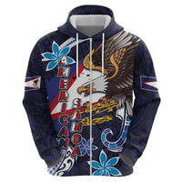 American Samoa Flag Day Hoodie Bald Eagle with Uatogi and Fue - Polynesian and Floral Tribal Tattoo LT03 - Polynesian Pride
