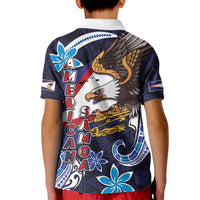 American Samoa Flag Day Kid Polo Shirt Bald Eagle with Uatogi and Fue - Polynesian and Floral Tribal Tattoo LT03 - Polynesian Pride
