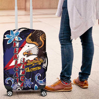 American Samoa Flag Day Luggage Cover Bald Eagle with Uatogi and Fue - Polynesian and Floral Tribal Tattoo LT03 Navy - Polynesian Pride