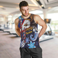 American Samoa Flag Day Men Tank Top Bald Eagle with Uatogi and Fue - Polynesian and Floral Tribal Tattoo LT03 Navy - Polynesian Pride