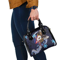 American Samoa Flag Day Shoulder Handbag Bald Eagle with Uatogi and Fue - Polynesian and Floral Tribal Tattoo LT03 - Polynesian Pride