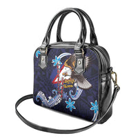 American Samoa Flag Day Shoulder Handbag Bald Eagle with Uatogi and Fue - Polynesian and Floral Tribal Tattoo LT03 - Polynesian Pride