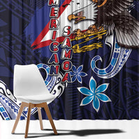 American Samoa Flag Day Window Curtain Bald Eagle with Uatogi and Fue - Polynesian and Floral Tribal Tattoo LT03 - Polynesian Pride