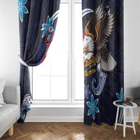 American Samoa Flag Day Window Curtain Bald Eagle with Uatogi and Fue - Polynesian and Floral Tribal Tattoo LT03 - Polynesian Pride