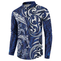 New Zealand Connecting with Seas Button Sweatshirt Maori Tribal and Sea Animals Tattoo - White Glass Style LT03 - Polynesian Pride