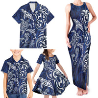 New Zealand Connecting with Seas Family Matching Tank Maxi Dress and Hawaiian Shirt Maori Tribal and Sea Animals Tattoo - White Glass Style LT03 - Polynesian Pride