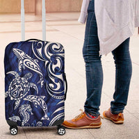 New Zealand Connecting with Seas Luggage Cover Maori Tribal and Sea Animals Tattoo - White Glass Style