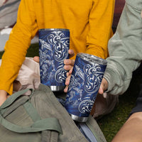 New Zealand Connecting with Seas Tumbler Cup Maori Tribal and Sea Animals Tattoo - White Glass Style LT03 - Polynesian Pride