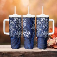 New Zealand Connecting with Seas Tumbler With Handle Maori Tribal and Sea Animals Tattoo - White Glass Style LT03 - Polynesian Pride