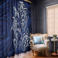 New Zealand Connecting with Seas Window Curtain Maori Tribal and Sea Animals Tattoo - White Glass Style LT03 - Polynesian Pride