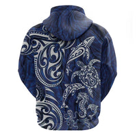 New Zealand Connecting with Seas Zip Hoodie Maori Tribal and Sea Animals Tattoo - White Glass Style LT03 - Polynesian Pride