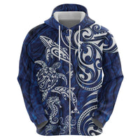 New Zealand Connecting with Seas Zip Hoodie Maori Tribal and Sea Animals Tattoo - White Glass Style LT03 - Polynesian Pride